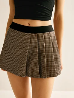 New Patchwork Plaid Pleated Shorts Shorts|Bottoms