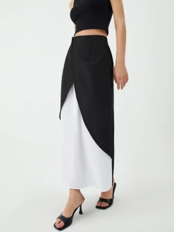 Hot Patchwork Split Maxi Skirt Skirts|Bottoms