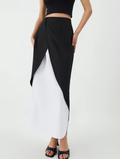 Hot Patchwork Split Maxi Skirt Skirts|Bottoms