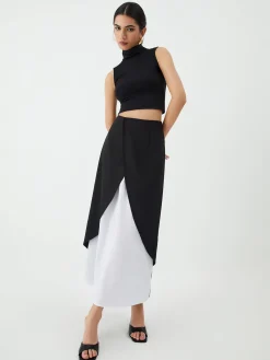 Hot Patchwork Split Maxi Skirt Skirts|Bottoms