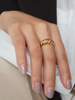 Clearance 1pc Croissant Hemp Pattern Ring Rings & Bracelets|Accessories