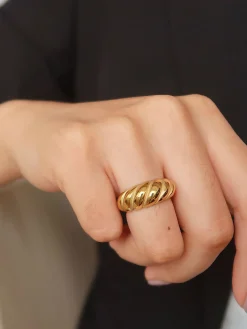 Clearance 1pc Croissant Hemp Pattern Ring Rings & Bracelets|Accessories