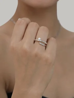 Discount 1pc Faux Pearl Open Hoop Ring Rings & Bracelets|Accessories