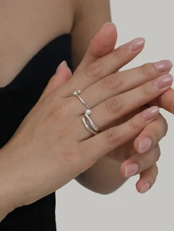 Discount 1pc Faux Pearl Open Hoop Ring Rings & Bracelets|Accessories