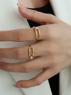 New 1pc en Imitation Pearl Ring Rings & Bracelets|Accessories