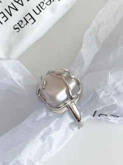 Sale 1pc Minimalist Full Moon Pearl Ring Rings & Bracelets|Accessories