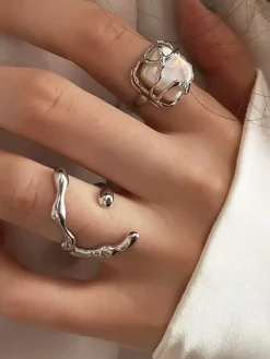 Sale 1pc Minimalist Full Moon Pearl Ring Rings & Bracelets|Accessories