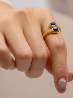 1pc Sapphire & Turquoise Snake Ring Rings & Bracelets|Accessories