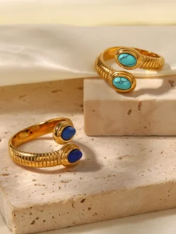1pc Sapphire & Turquoise Snake Ring Rings & Bracelets|Accessories