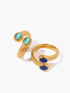 1pc Sapphire & Turquoise Snake Ring Rings & Bracelets|Accessories