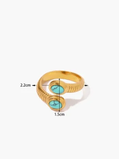 1pc Sapphire & Turquoise Snake Ring Rings & Bracelets|Accessories