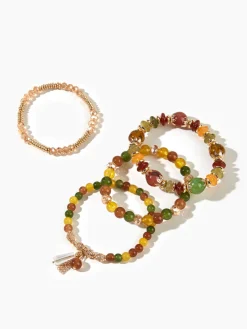 Clearance 4PCS Artificial Crystal Beaded Bracelet Rings & Bracelets|Accessories