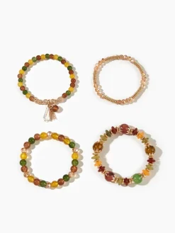 Clearance 4PCS Artificial Crystal Beaded Bracelet Rings & Bracelets|Accessories
