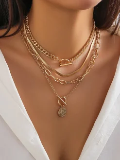 Best 4pcs Chunky Stacking Pendant Necklace Necklaces|Accessories