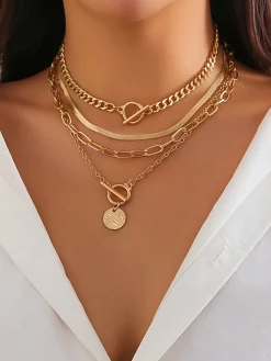 Best 4pcs Chunky Stacking Pendant Necklace Necklaces|Accessories