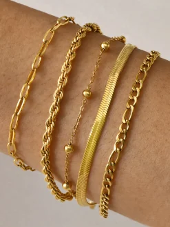 Outlet 5pcs Geometric en Chain Bracelet Rings & Bracelets|Accessories