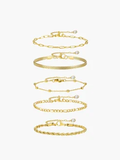 Outlet 5pcs Geometric en Chain Bracelet Rings & Bracelets|Accessories