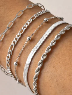 Outlet 5pcs Geometric en Chain Bracelet Rings & Bracelets|Accessories