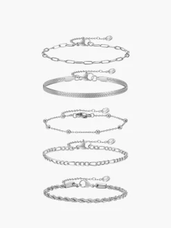 Outlet 5pcs Geometric en Chain Bracelet Rings & Bracelets|Accessories