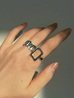 Clearance 2pcs Geometric Ribbed Ring Rings & Bracelets|Accessories
