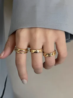 Sale 3pcs en Tunnel Twisted Hoop Ring Rings & Bracelets|Accessories
