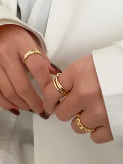 Sale 3pcs en Tunnel Twisted Hoop Ring Rings & Bracelets|Accessories
