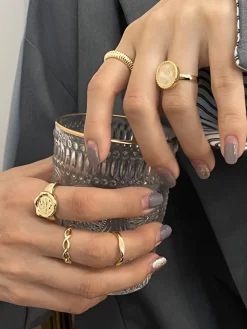 Hot 5pcs High-End en Hoop Ring Rings & Bracelets|Accessories