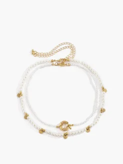 Sale 2pcs Pearl Beaded en Hoop Necklace Necklaces|Accessories