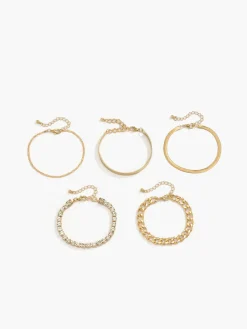 Hot 5pcs Rhinestone Snake Chain Bracelet Rings & Bracelets|Accessories