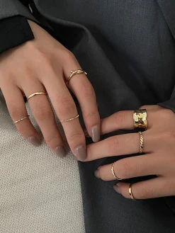 Clearance 8pcs Simple Ring Rings & Bracelets|Accessories