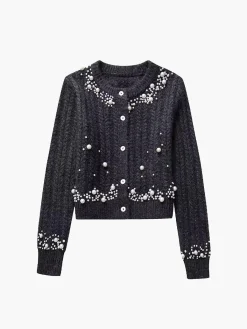 Discount Pearl Beaded Long Sleeve Knit Top Knitwear|Tops