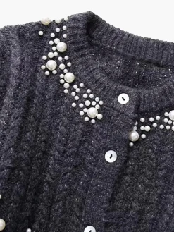 Discount Pearl Beaded Long Sleeve Knit Top Knitwear|Tops