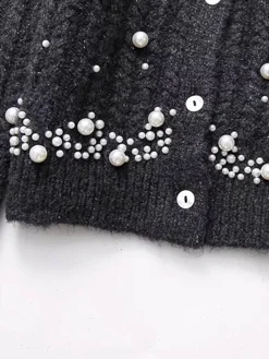 Discount Pearl Beaded Long Sleeve Knit Top Knitwear|Tops