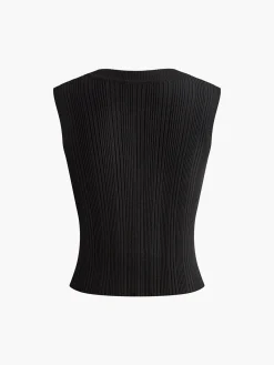 Pearl Beaded Stretch Sweater Vest Sweater Vests|Sweaters & Cardigans