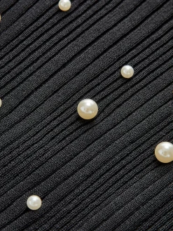 Pearl Beaded Stretch Sweater Vest Sweater Vests|Sweaters & Cardigans