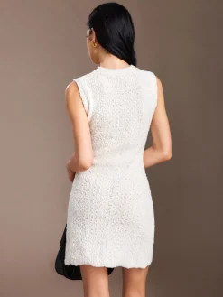 Clearance Pearl Beaded Sweater Tank Dress White Dresses|Sweater Dresses