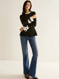 Clearance Pearl Decor Panel Pleated Blouse Blouses & Shirts|Tops