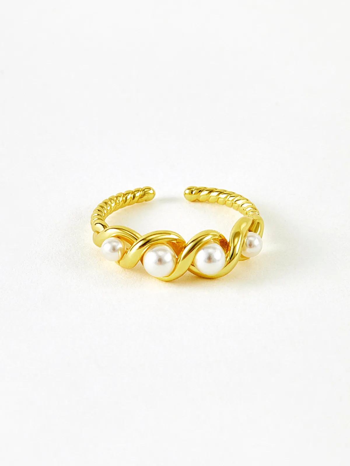 Pearl Decor Twist Open Ring Rings & Bracelets|Accessories