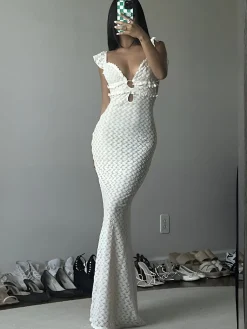 Hot Pearl Keyhole Neckline Cami Long Dress Casual Dresses|Summer Dresses