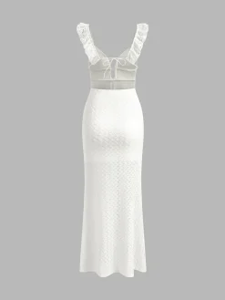 Best Pearl Keyhole Neckline Cami Long Dress White Dresses|Black Dresses