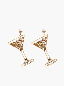 Online Pearl Rhinestone Wine Glass Drop Earrings Earrings|Accessories