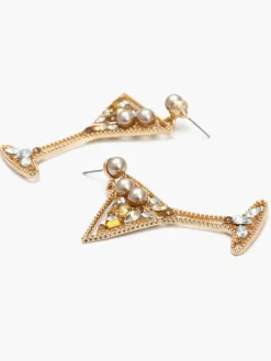Online Pearl Rhinestone Wine Glass Drop Earrings Earrings|Accessories