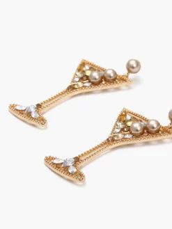 Online Pearl Rhinestone Wine Glass Drop Earrings Earrings|Accessories