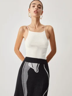 Online Pearl Strap Rib Cami Top Tank Tops & Camis|Tops