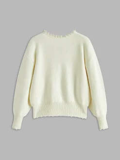 Discount Pearl Trim Ripped Hem Cardigan Cardigans|Sweaters & Cardigans