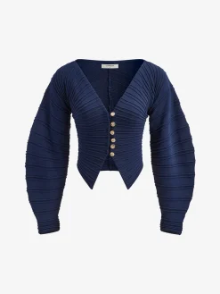 Pebble Pleated Button Knit Top Sweater Tops|Sweaters & Cardigans