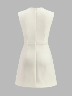 Sale Pin-Detail Sleeveless Warm Dress White Dresses|Casual Dresses