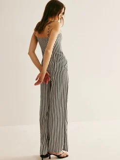 Online Pinstripe Button Strapless Pants Set Pants Sets|Matching Sets