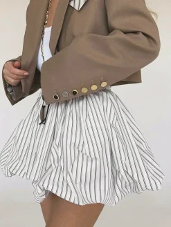 Best Pinstripe Elastic Waist Bubble Skirt Skirts|Bottoms