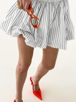 Best Pinstripe Elastic Waist Bubble Skirt Skirts|Bottoms